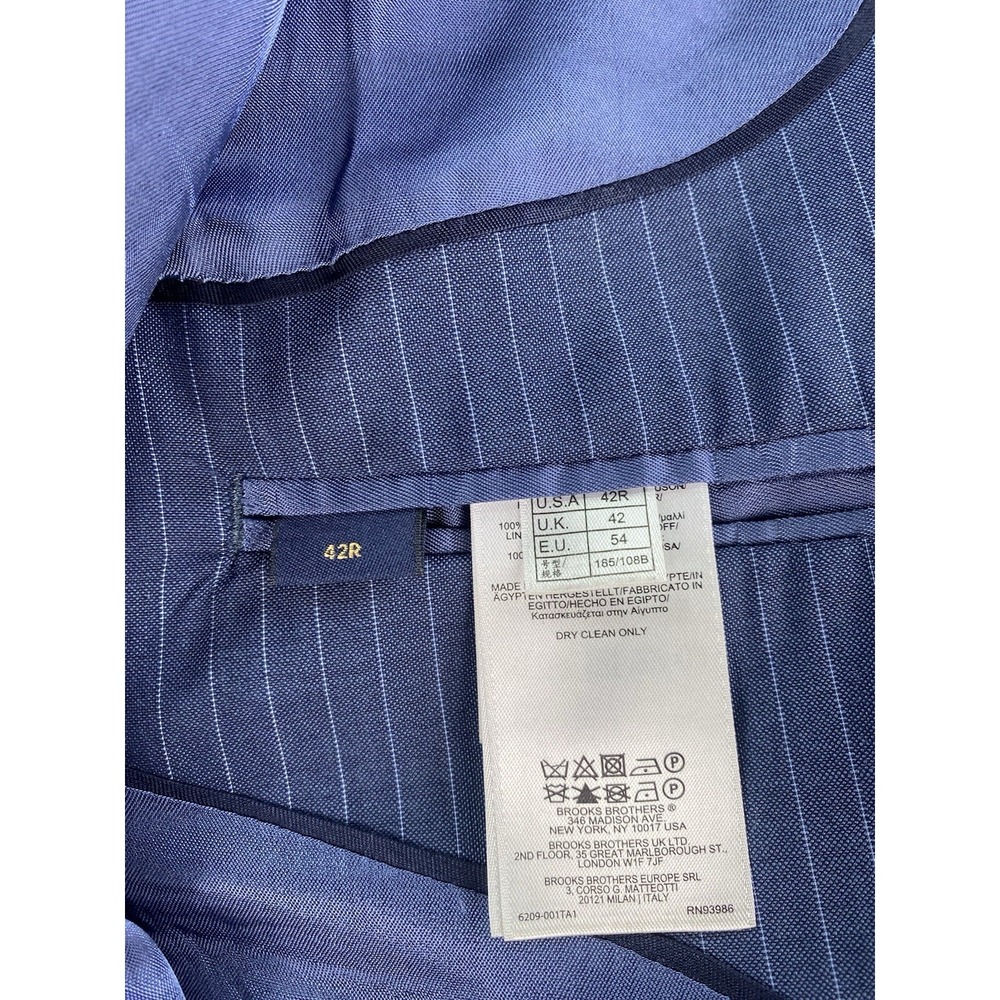 Brooks Brothers Suit Jacket 42 R Blue Wool Striped Tellegno 1900 Regent Italy - Picture 14 of 16